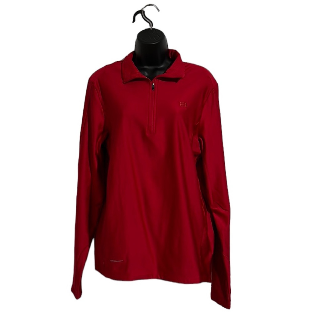 Women’s Layer 8 Red 1/4 Zip Fleece Lined Qwick-Dry Pullover Sz L